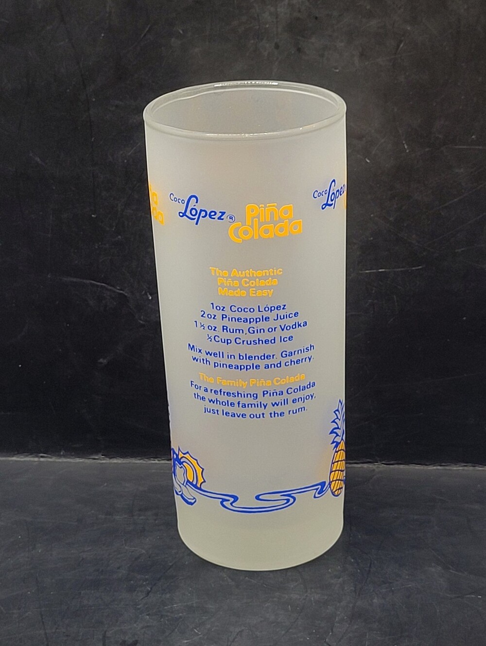 Coco Lopez Pina Colada Highball Frosted Glasse Cocktail Glass Vintage Recipe